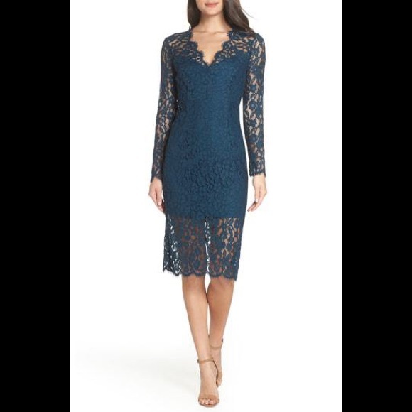 Bardot Dresses & Skirts - Bardot Midnights Lace Midi Dress in Ash Blue